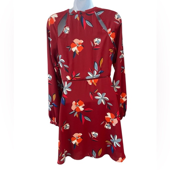 Abercrombie & Fitch floral long sleeve maroon flared flowy whimsigoth size Small - Picture 3 of 8